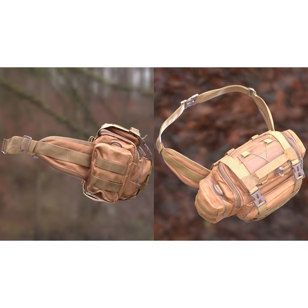 Tactical Waist Bag 3D Model – Rigged Low-Poly Game Asset, FBX, Blender - View 10