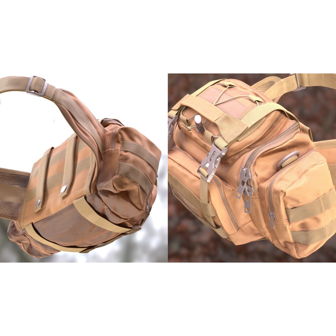 Tactical Waist Bag 3D Model – Rigged Low-Poly Game Asset, FBX, Blender - View 11