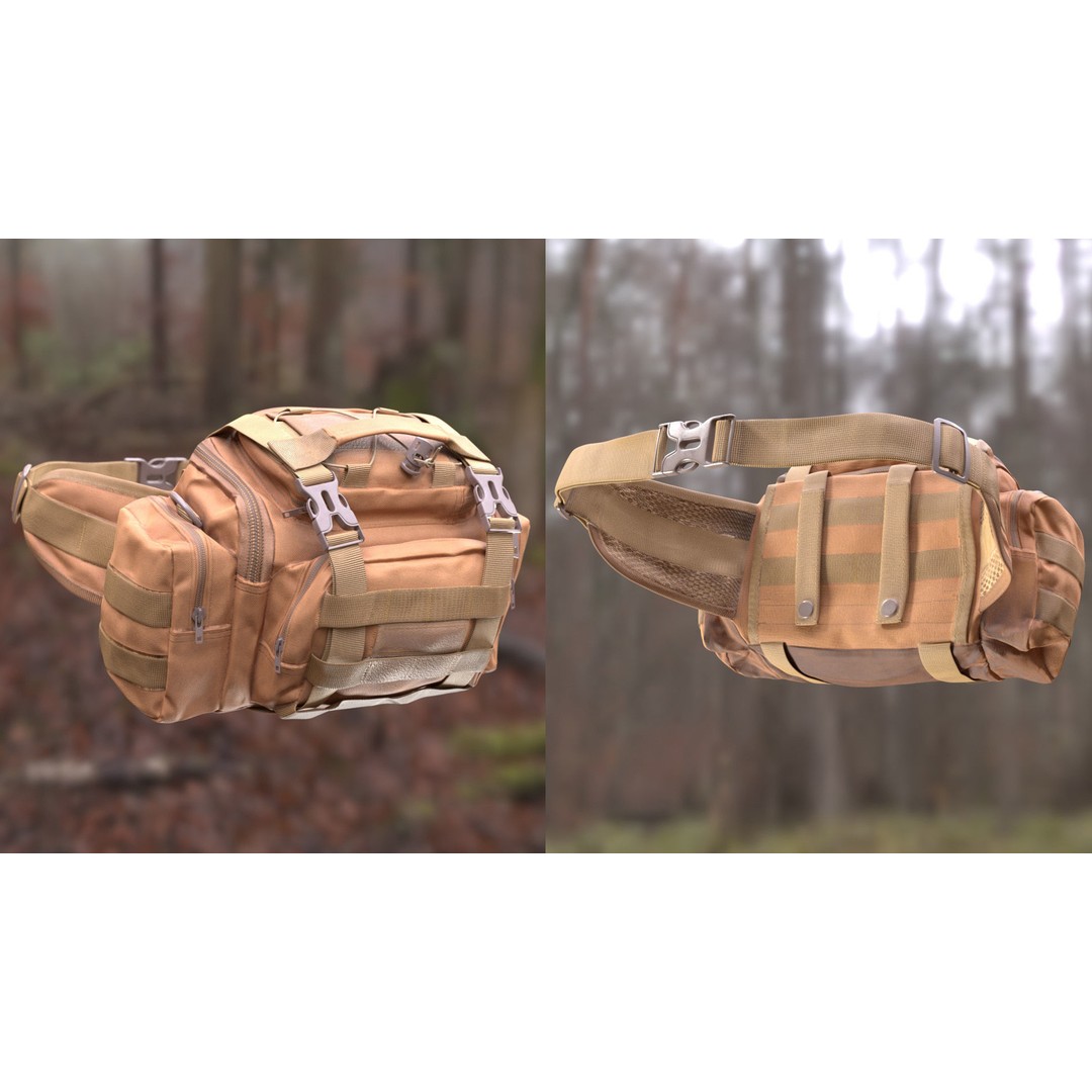 Tactical Waist Bag 3D Model – Rigged Low-Poly Game Asset, FBX, Blender - View 12
