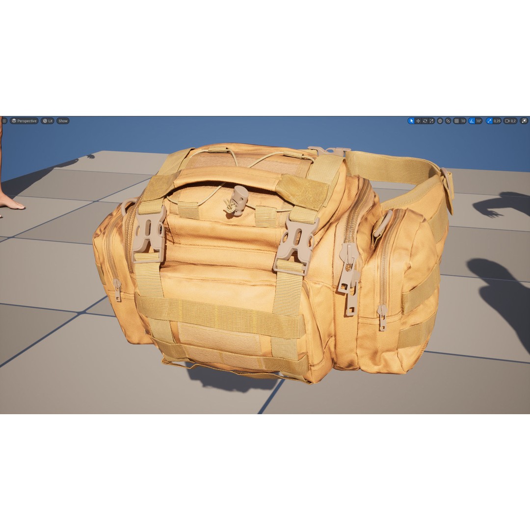 Tactical Waist Bag 3D Model – Rigged Low-Poly Game Asset, FBX, Blender - View 19