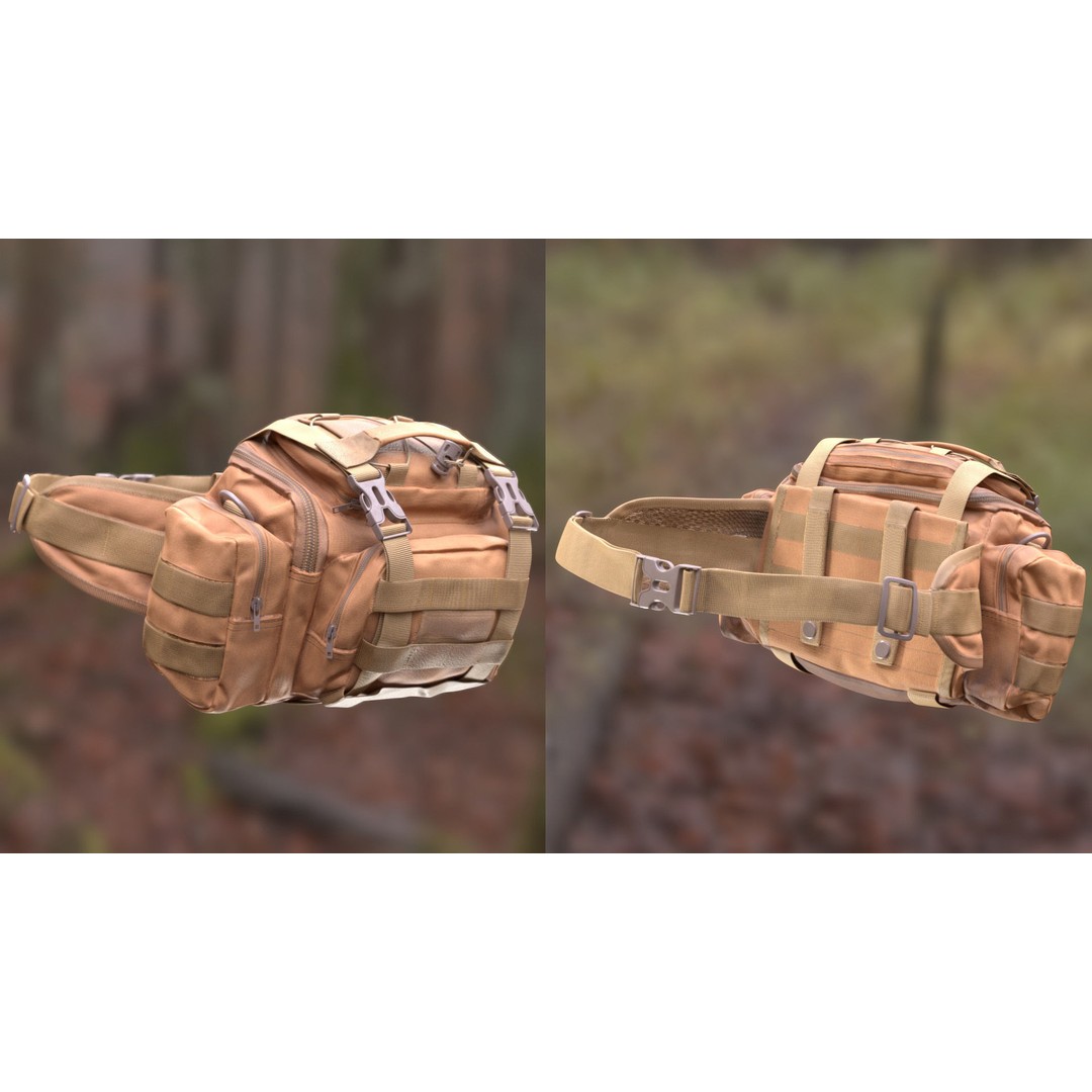Tactical Waist Bag 3D Model – Rigged Low-Poly Game Asset, FBX, Blender - View 6
