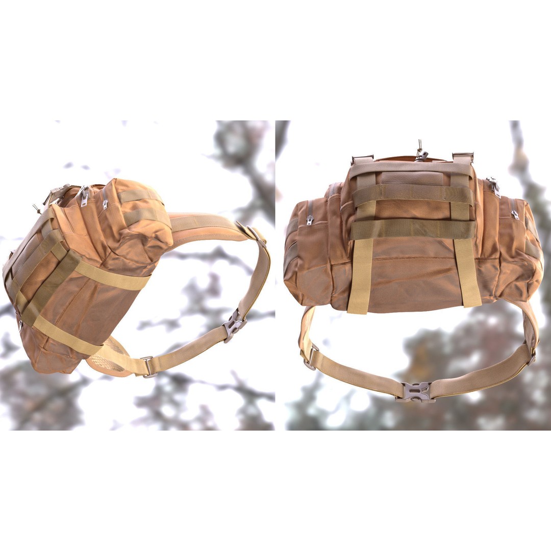 Tactical Waist Bag 3D Model – Rigged Low-Poly Game Asset, FBX, Blender - View 9