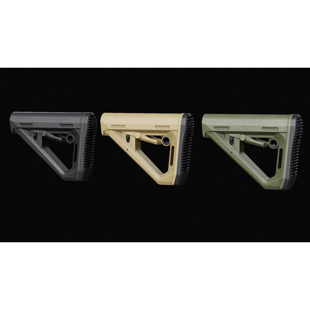 Magpul DT Carbine Stock 3D Model – Low Poly Game Asset, FBX, OBJ - View 14