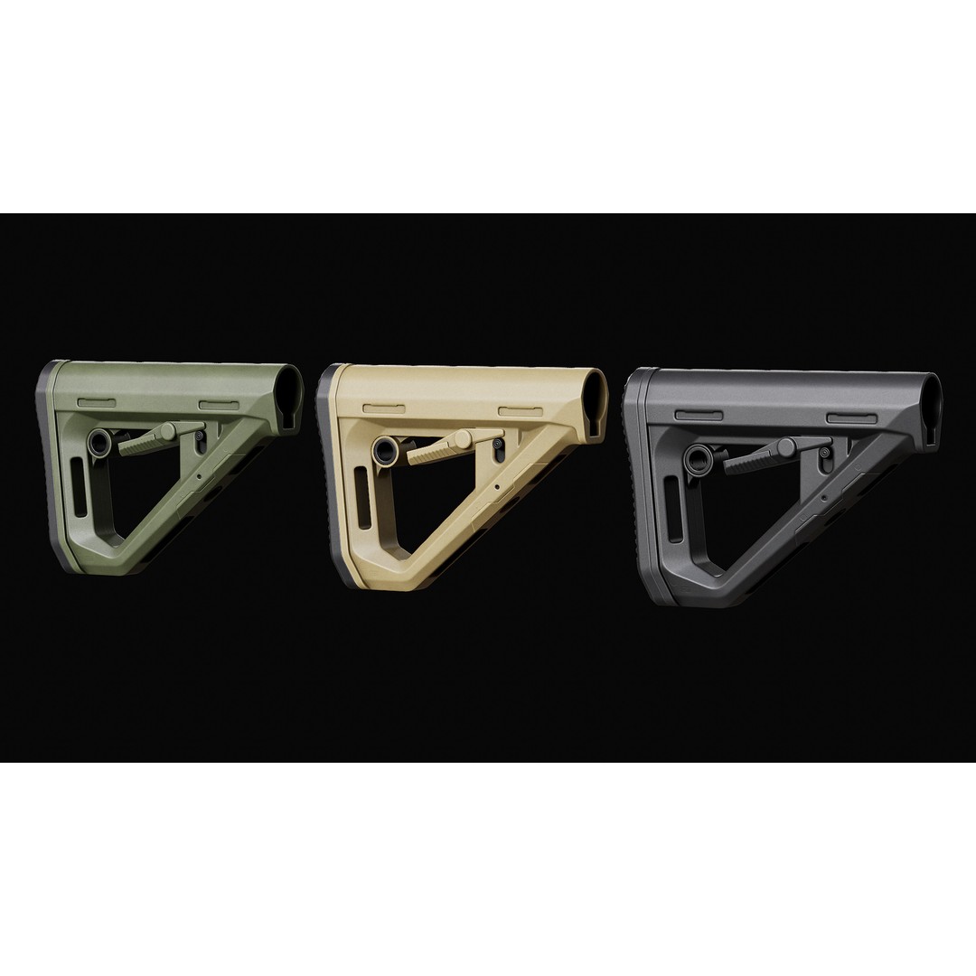 Magpul DT Carbine Stock 3D Model – Low Poly Game Asset, FBX, OBJ - View 15