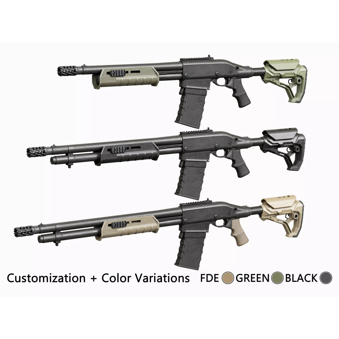 Remington 870 Shotgun 3D Model – Low Poly Game Asset, PBR, FBX, OBJ - View 2