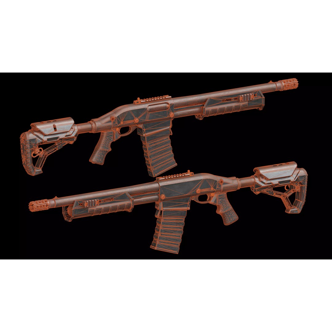 Remington 870 Shotgun 3D Model – Low Poly Game Asset, PBR, FBX, OBJ - View 25