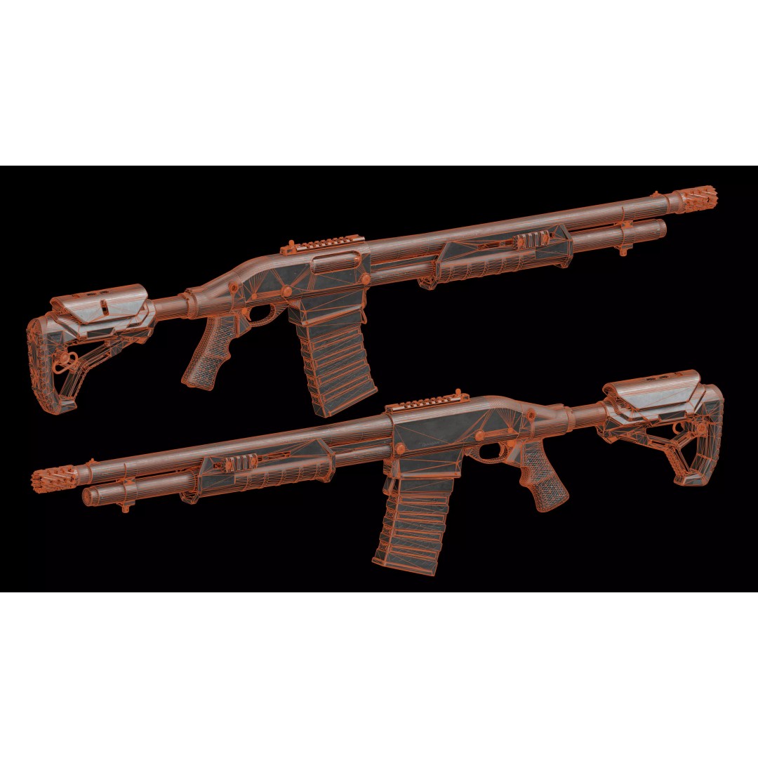 Remington 870 Shotgun 3D Model – Low Poly Game Asset, PBR, FBX, OBJ - View 26