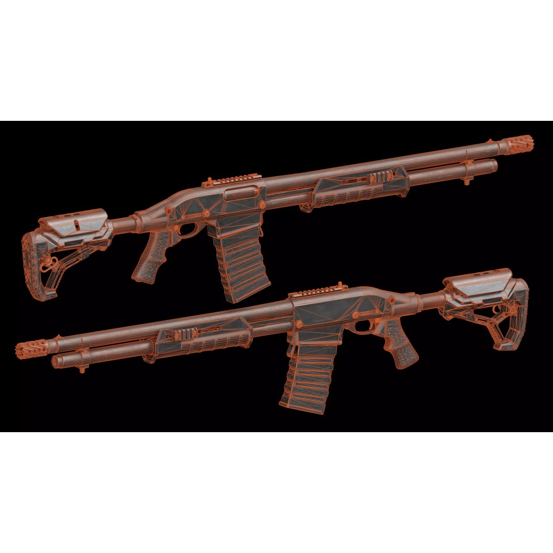 Remington 870 Shotgun 3D Model – Low Poly Game Asset, PBR, FBX, OBJ - View 27