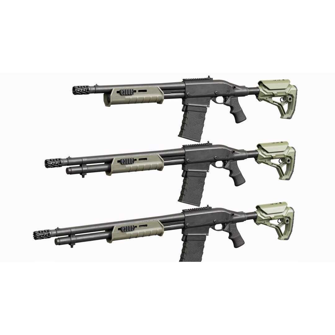 Remington 870 Shotgun 3D Model – Low Poly Game Asset, PBR, FBX, OBJ - View 5