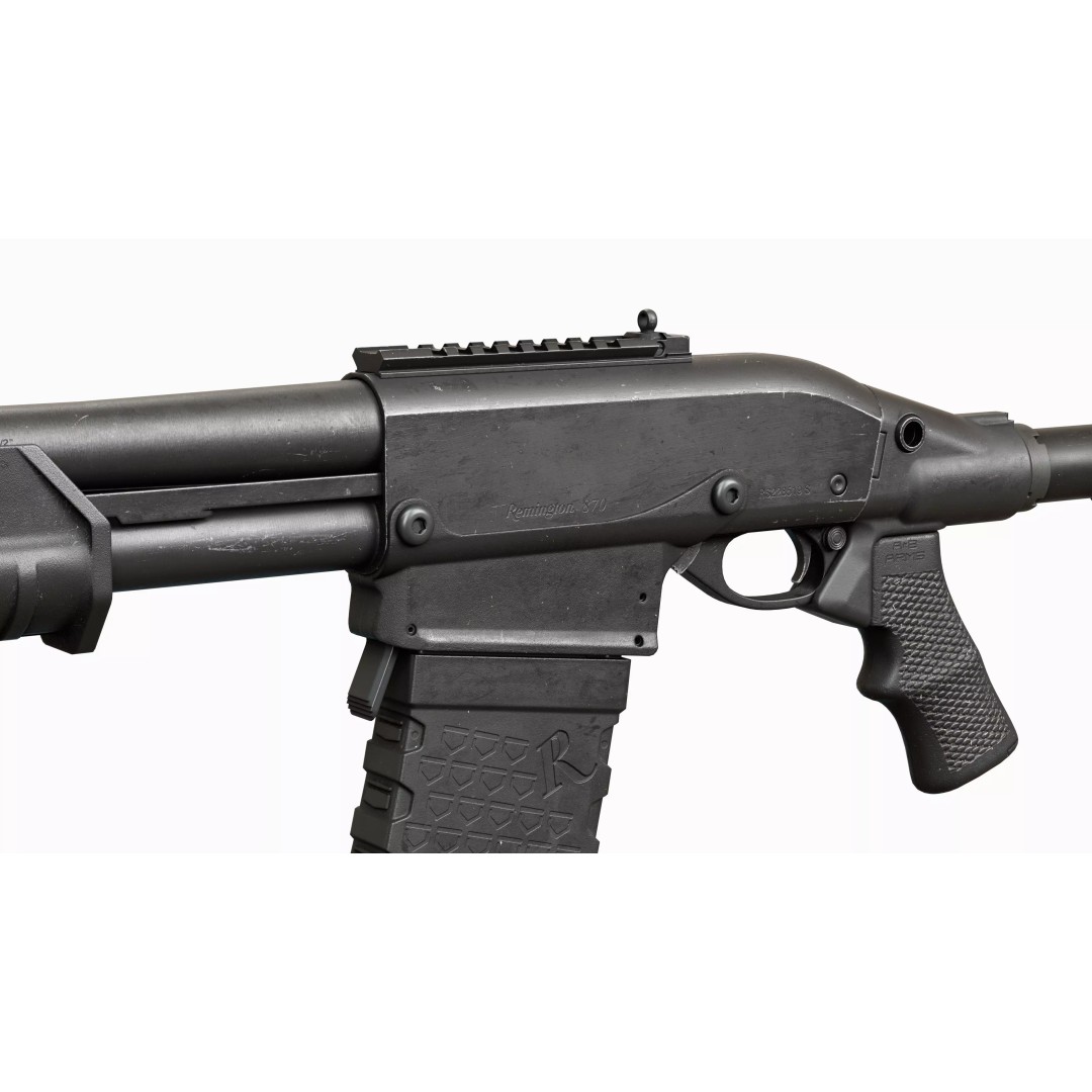 Remington 870 Shotgun 3D Model – Low Poly Game Asset, PBR, FBX, OBJ - View 6