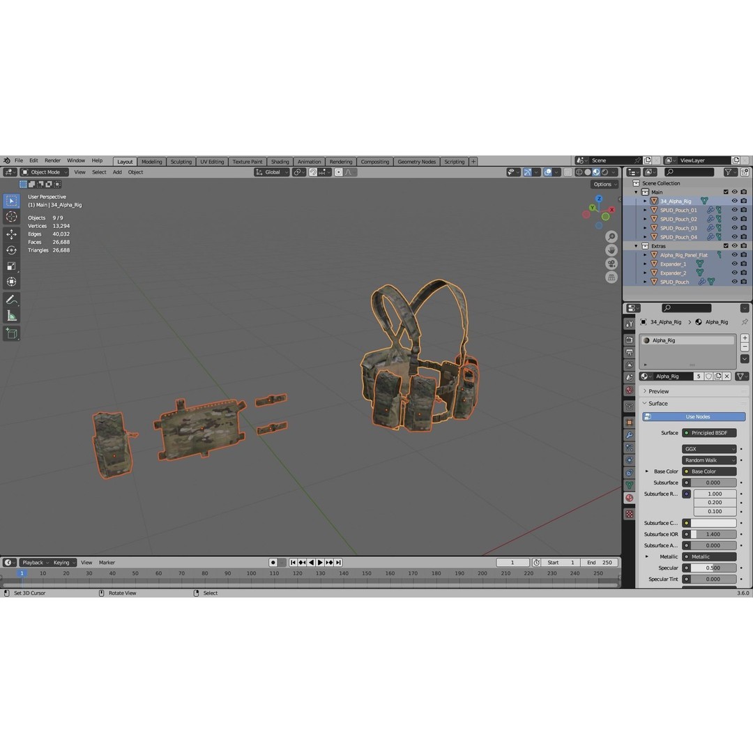 Spiritus Systems 34A Chest Rig 3D Model – Low Poly Game Asset, FBX - View 9