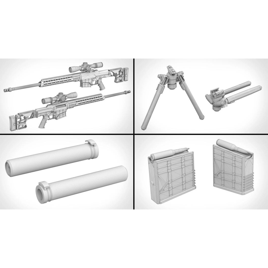 MK22 Rifle 3D Model – Low Poly Military Asset, FBX & OBJ