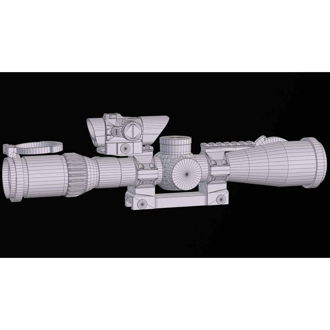 Schmidt Bender 3D Model – Low Poly Rifle Scope with Red Dot Sight