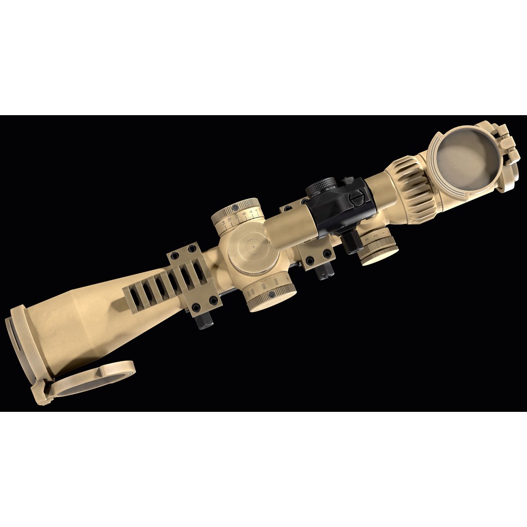 Schmidt Bender 3D Model – Low Poly Rifle Scope with Red Dot Sight - View 11