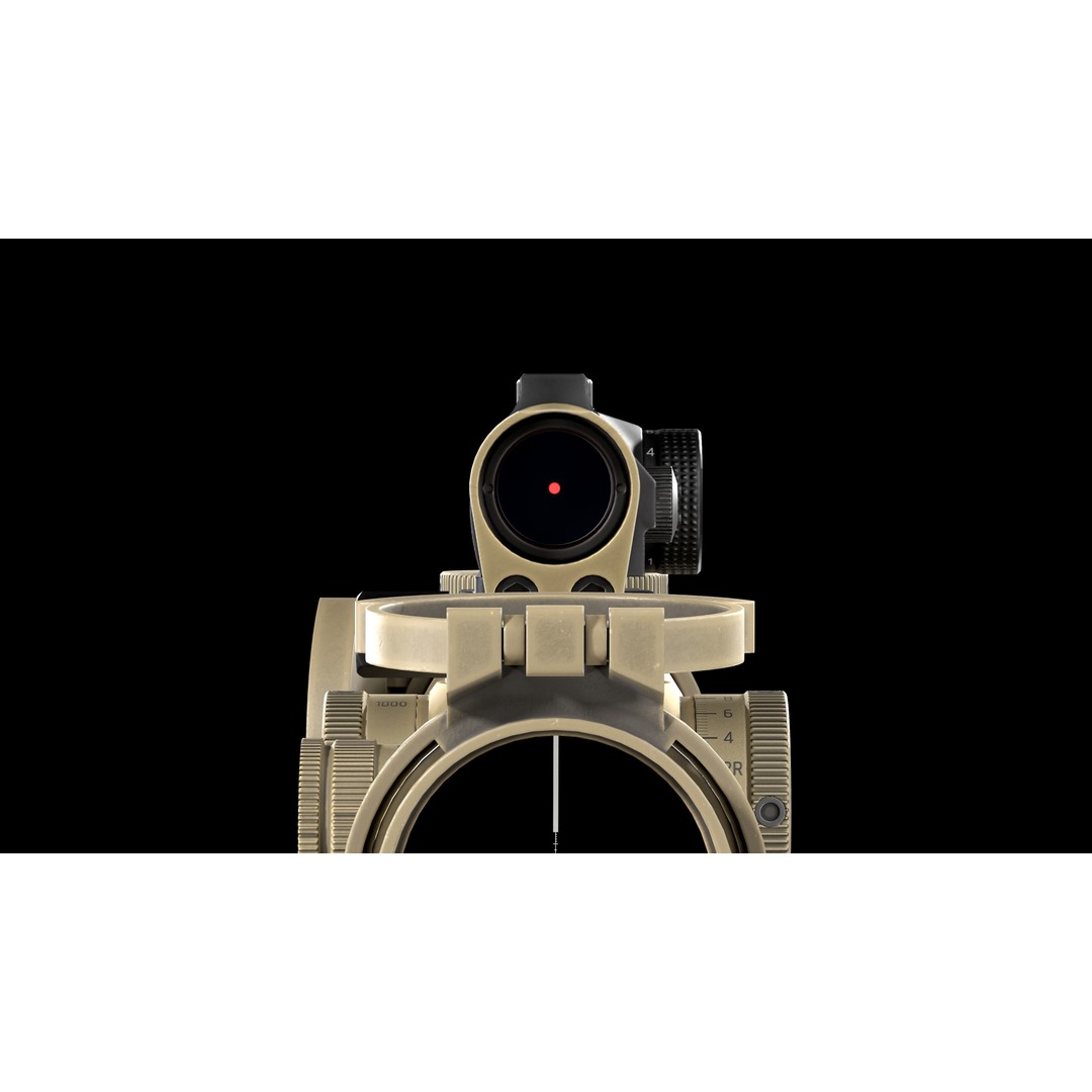 Schmidt Bender 3D Model – Low Poly Rifle Scope with Red Dot Sight - View 16