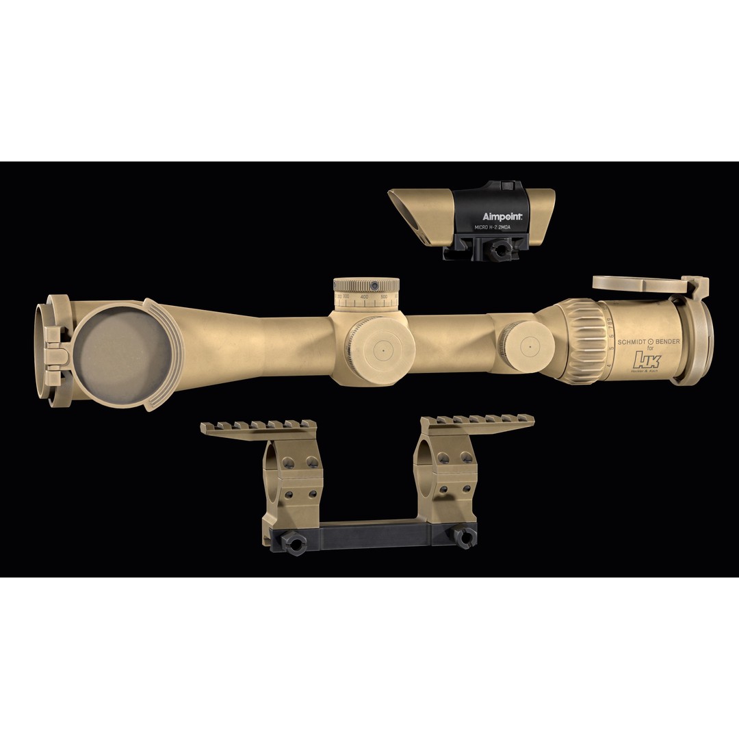 Schmidt Bender 3D Model – Low Poly Rifle Scope with Red Dot Sight - View 17