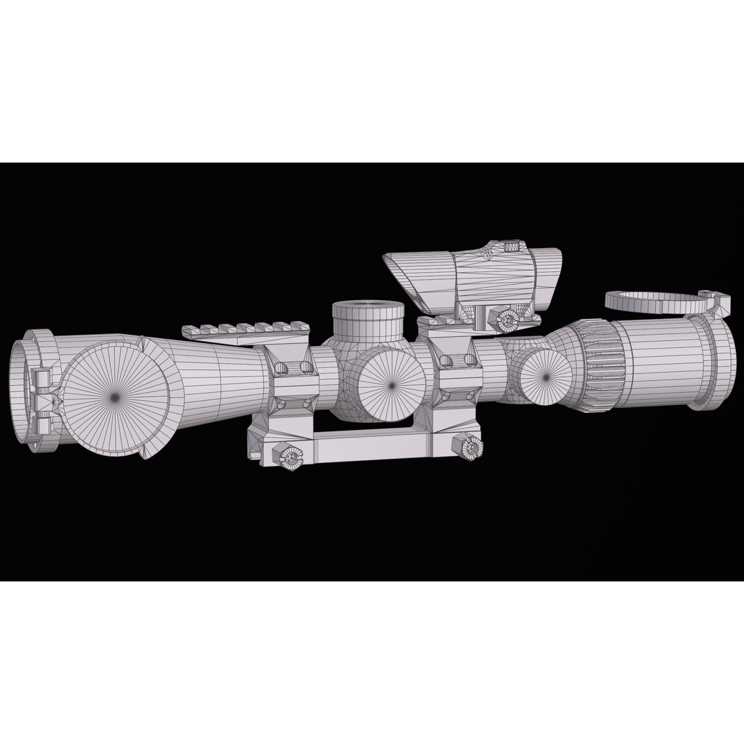 Schmidt Bender 3D Model – Low Poly Rifle Scope with Red Dot Sight - View 18
