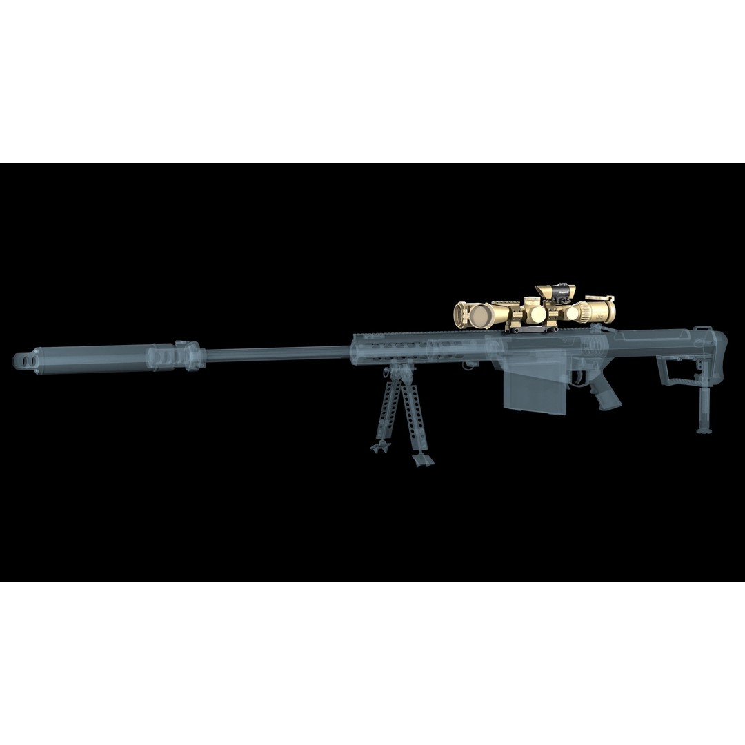 Schmidt Bender 3D Model – Low Poly Rifle Scope with Red Dot Sight - View 5