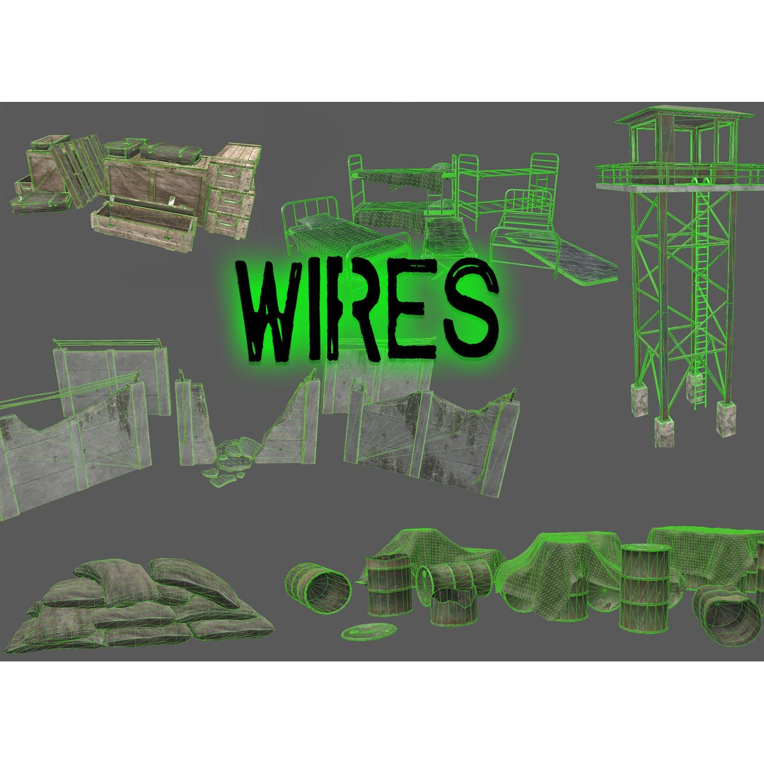 Military Base 3D Model – Low Poly Game Asset, FBX, PBR Textures