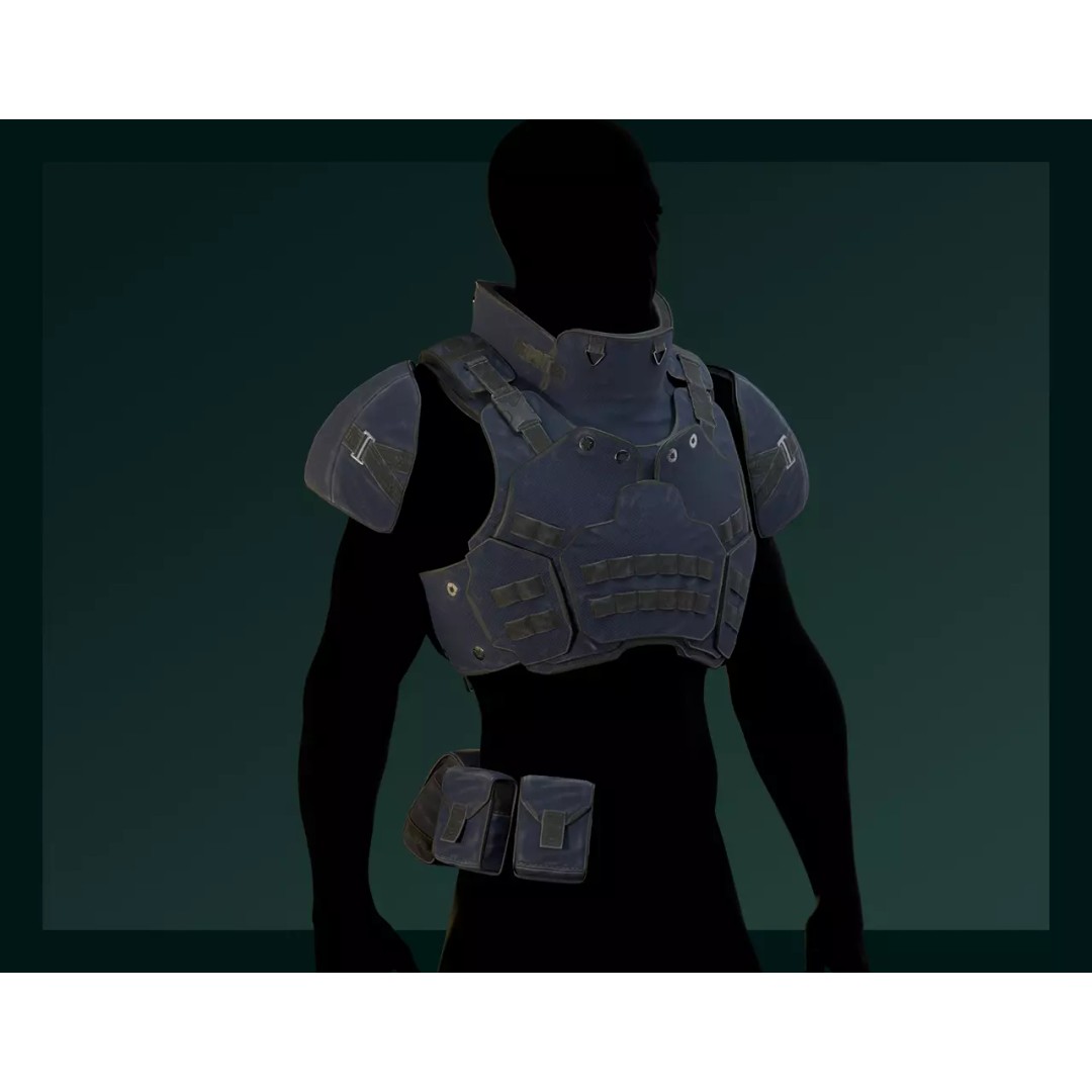Military Bulletproof Vest 3D Model – Low Poly Rigged PBR Asset, FBX - View 2