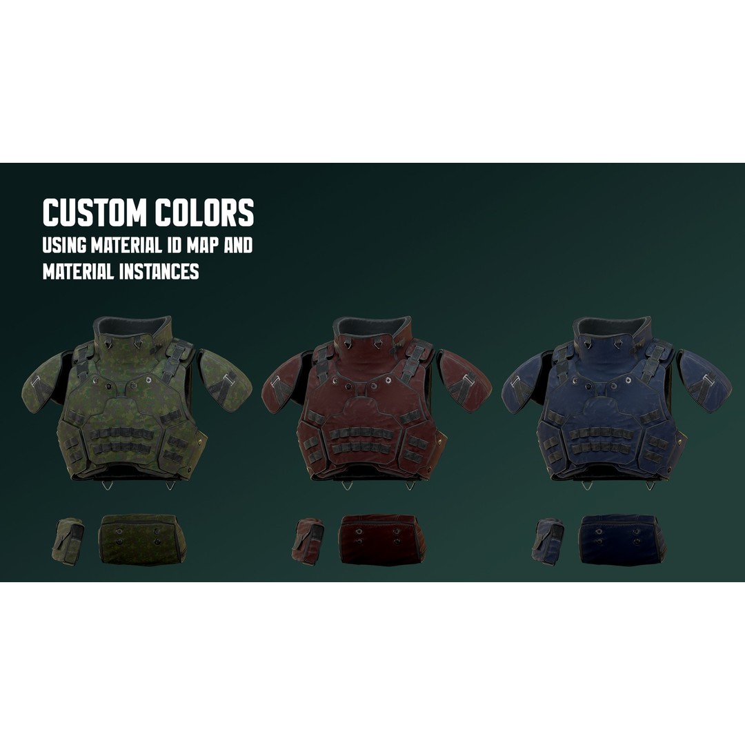 Military Bulletproof Vest 3D Model – Low Poly Rigged PBR Asset, FBX - View 3