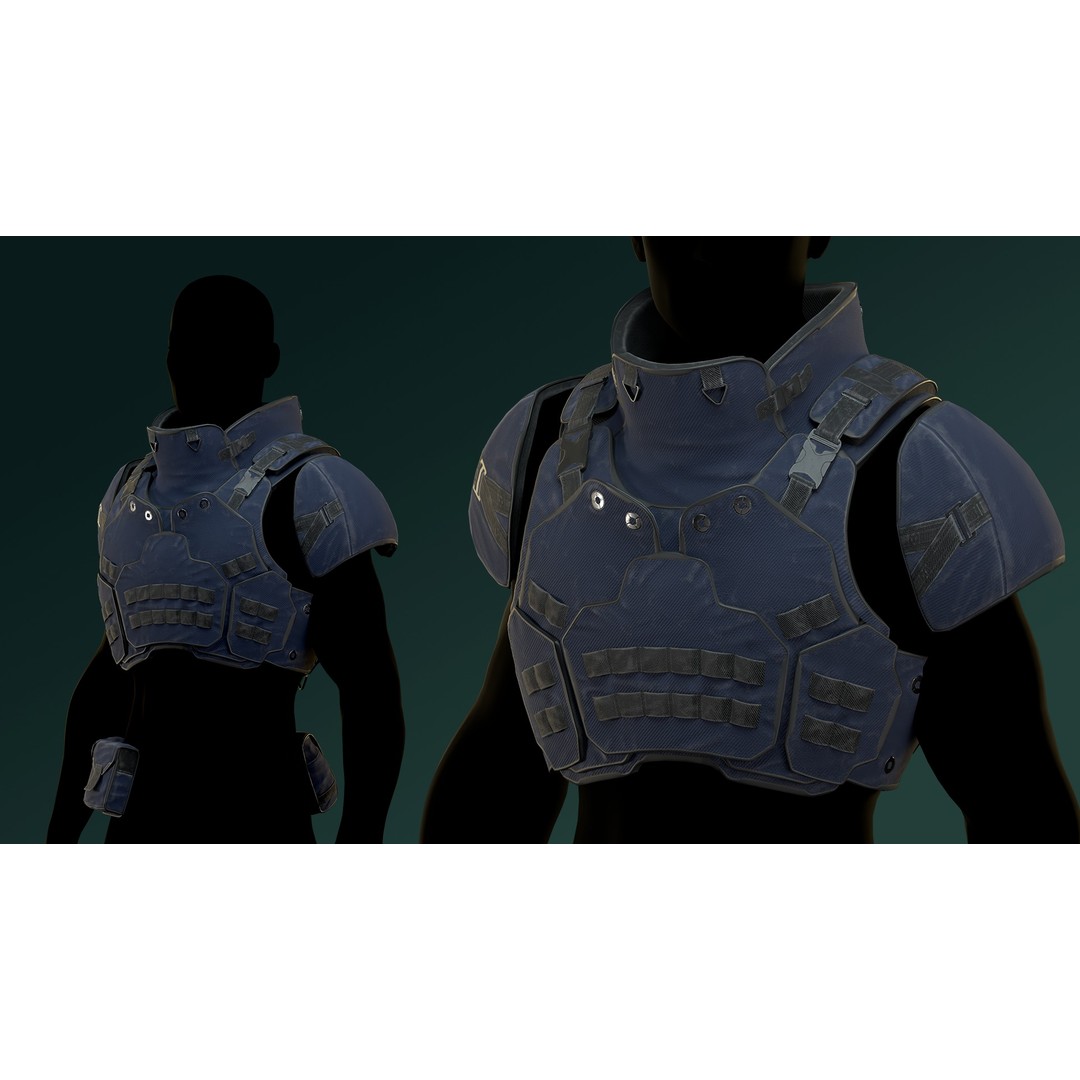 Military Bulletproof Vest 3D Model – Low Poly Rigged PBR Asset, FBX - View 4