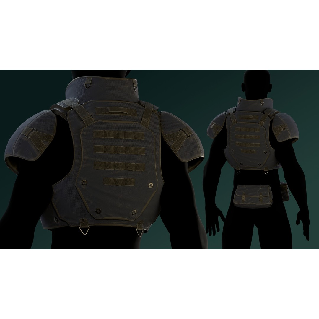 Military Bulletproof Vest 3D Model – Low Poly Rigged PBR Asset, FBX - View 5