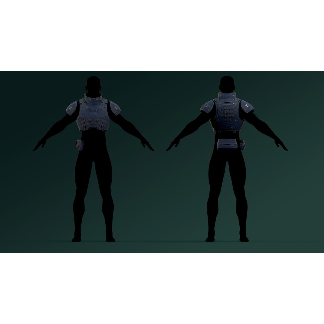 Military Bulletproof Vest 3D Model – Low Poly Rigged PBR Asset, FBX - View 6