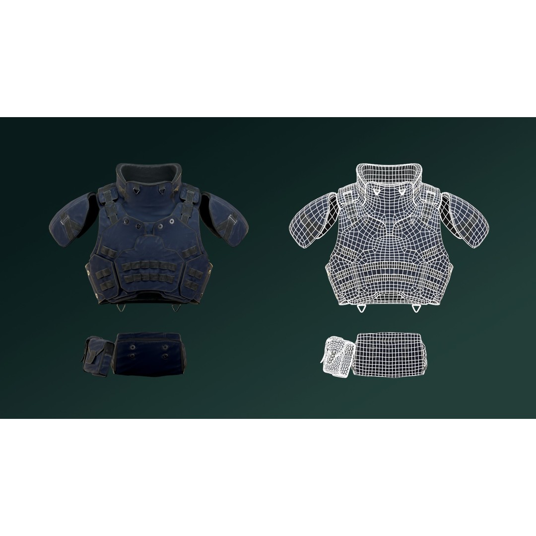 Military Bulletproof Vest 3D Model – Low Poly Rigged PBR Asset, FBX - View 9