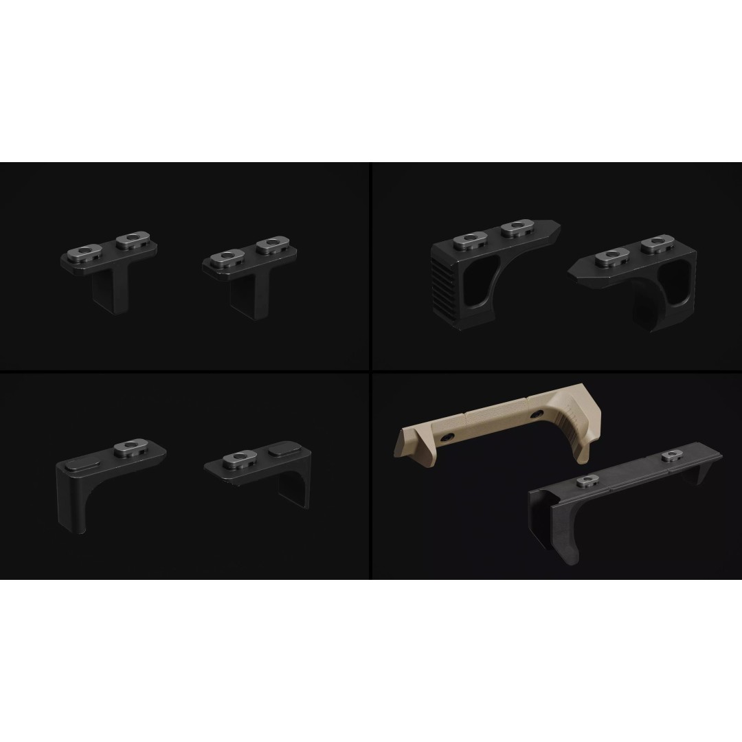Weapon Grips 3D Model – Low Poly Pack with PBR Textures, FBX & OBJ - View 5