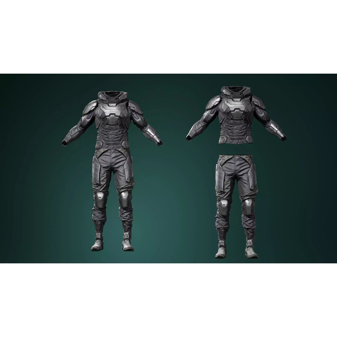 Sci-Fi Tactical Armor Suit 3D Model – High-Quality PBR Character Asset, FBX - View 2