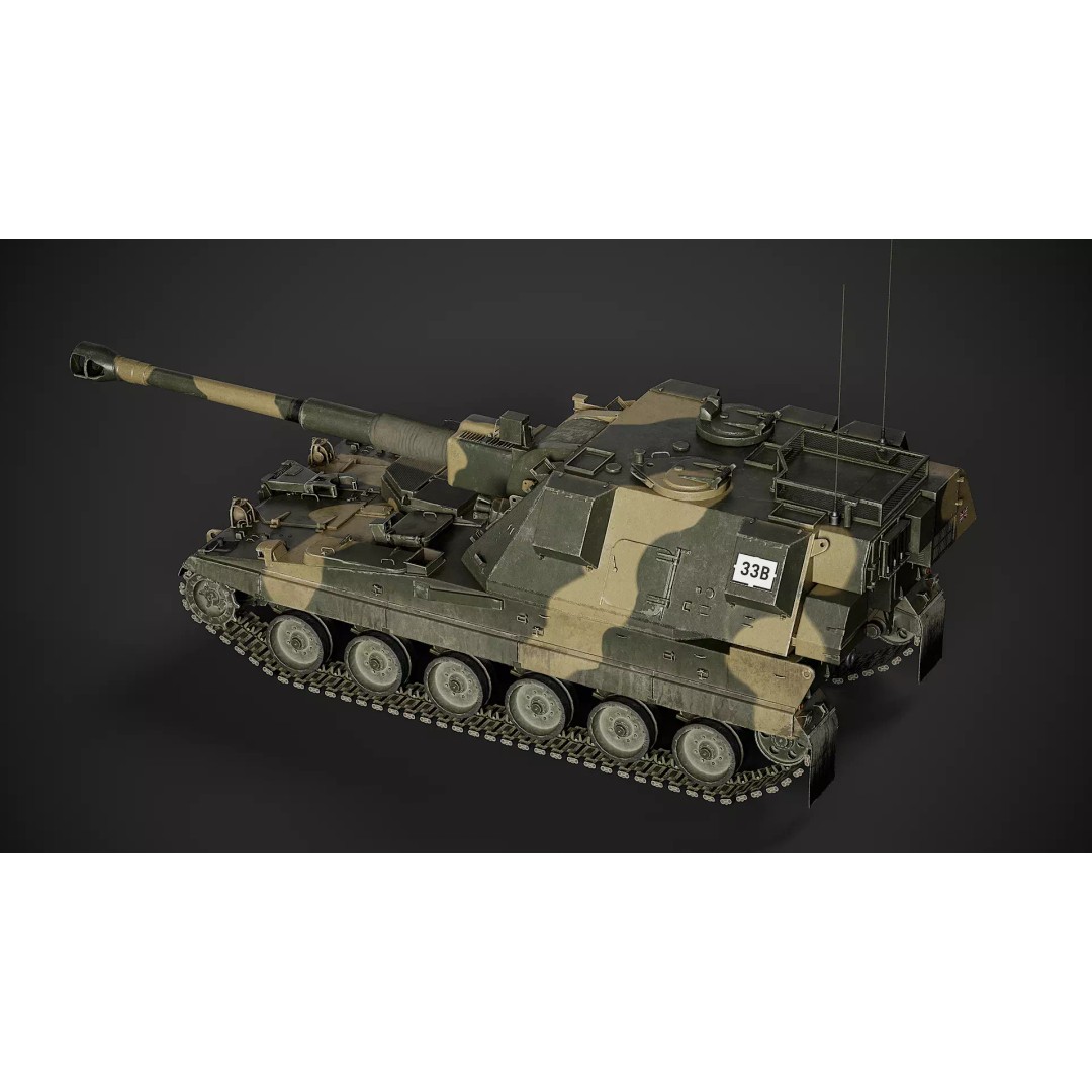 AS-90 3D Model – Low Poly Game Ready Tank with PBR Textures - View 10