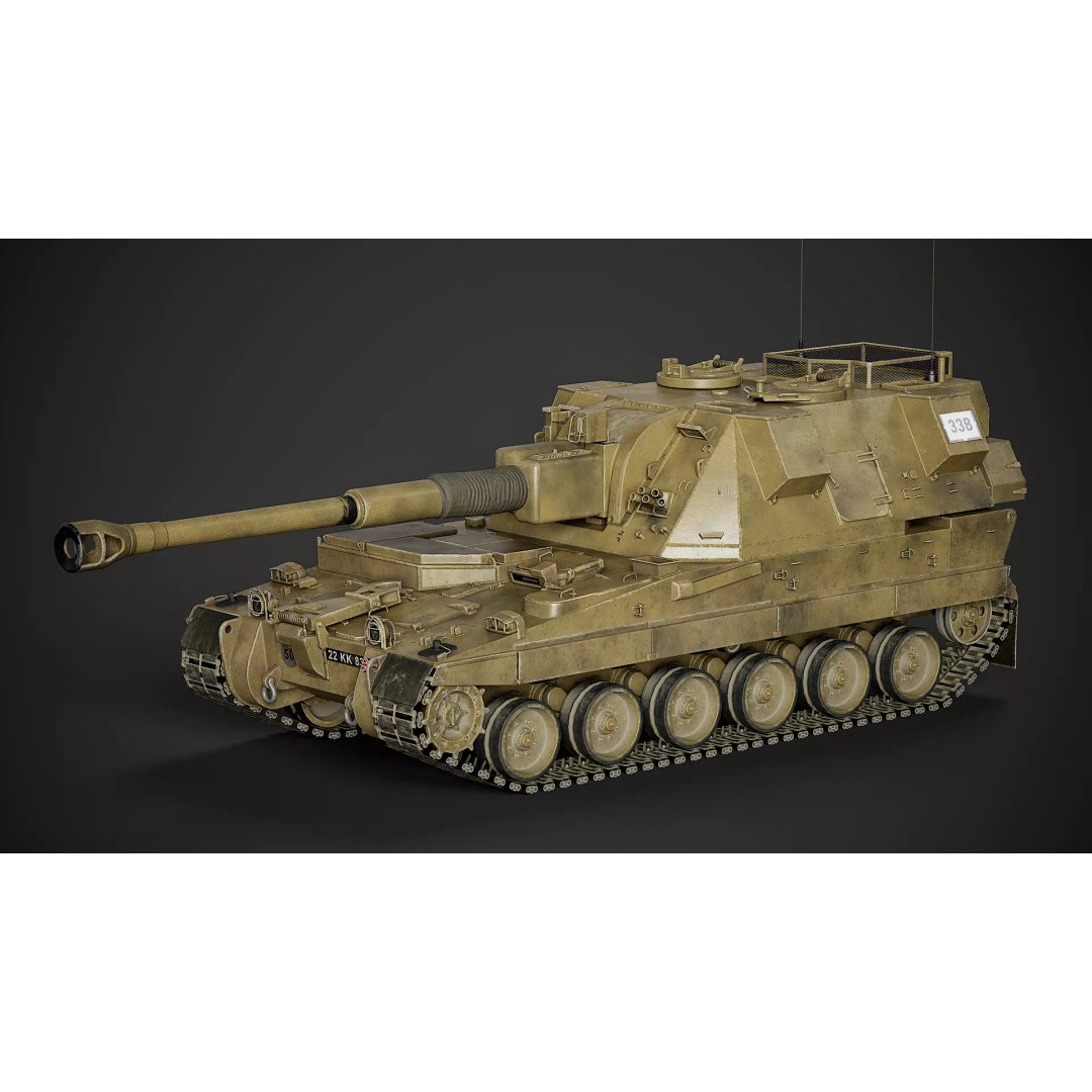 AS-90 3D Model – Low Poly Game Ready Tank with PBR Textures - View 11