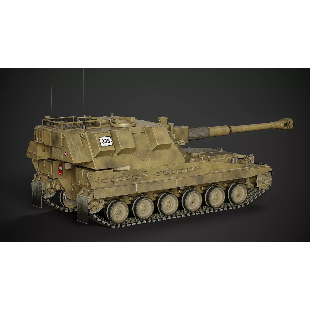 AS-90 3D Model – Low Poly Game Ready Tank with PBR Textures - View 12