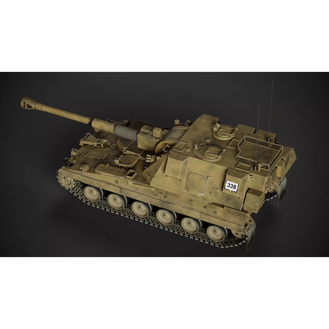 AS-90 3D Model – Low Poly Game Ready Tank with PBR Textures - View 13
