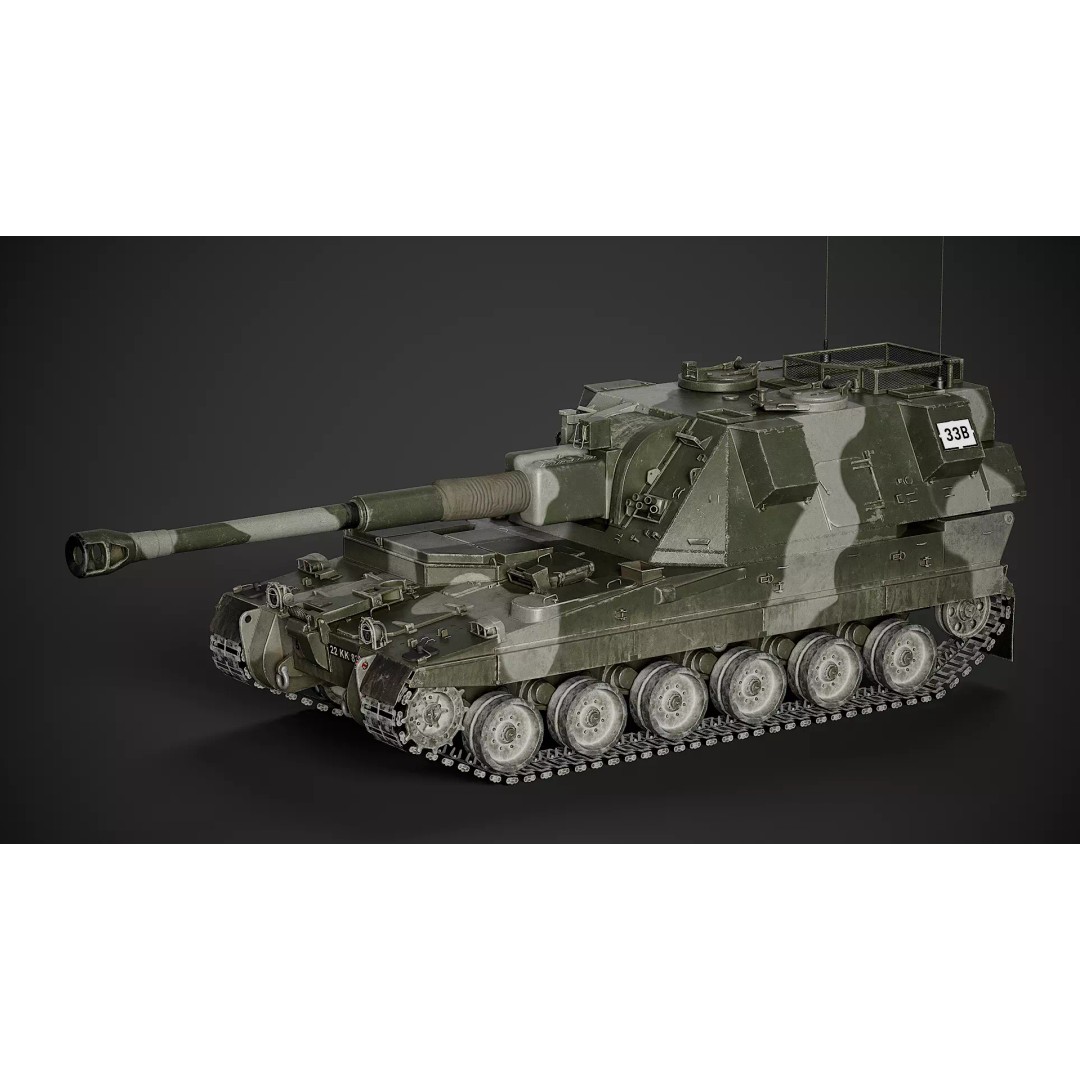 AS-90 3D Model – Low Poly Game Ready Tank with PBR Textures - View 14