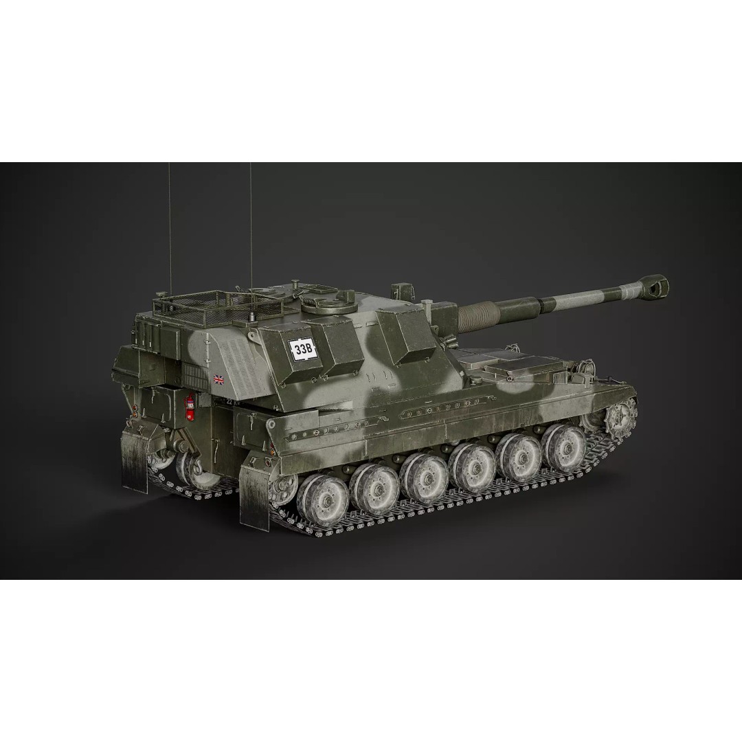 AS-90 3D Model – Low Poly Game Ready Tank with PBR Textures - View 15