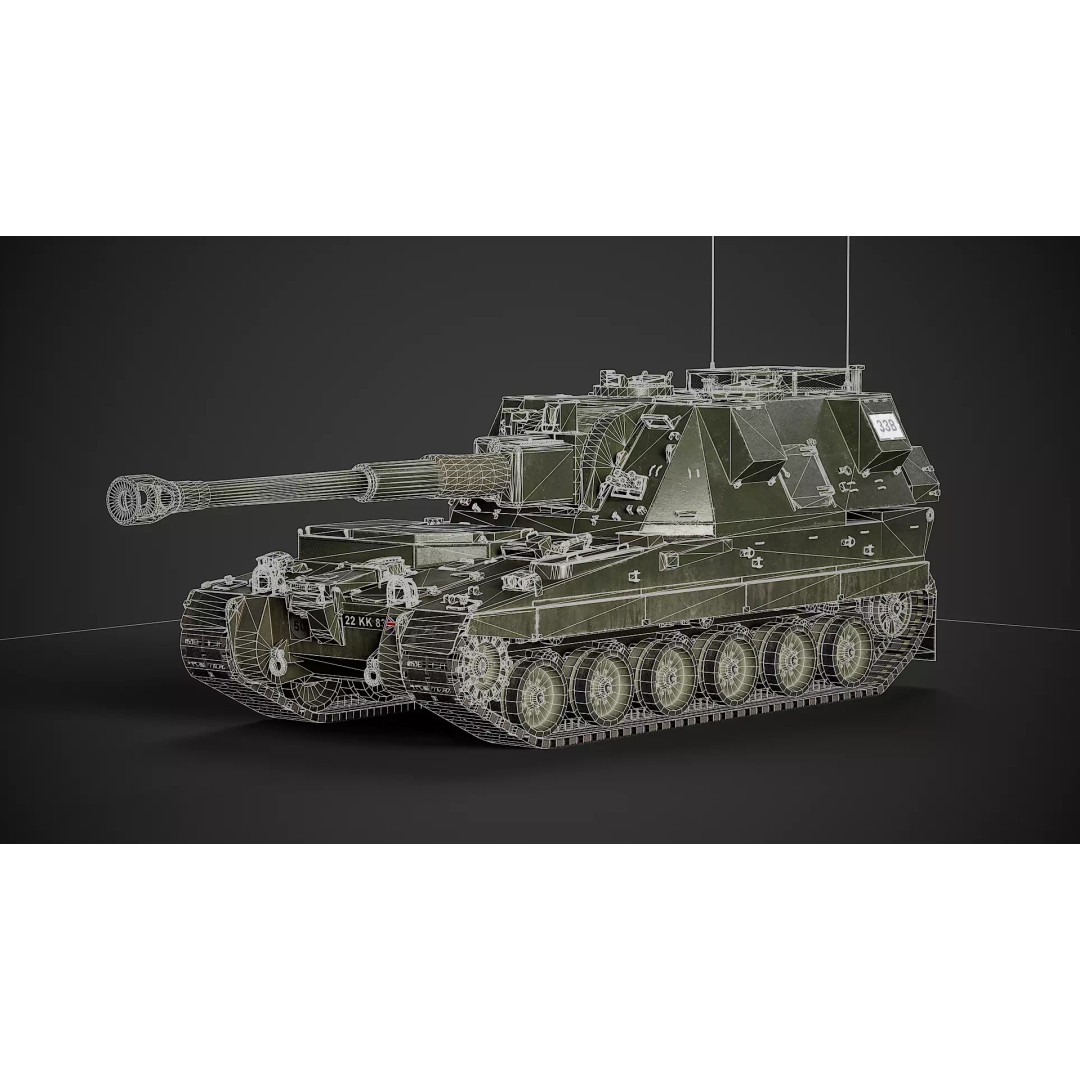 AS-90 3D Model – Low Poly Game Ready Tank with PBR Textures - View 16