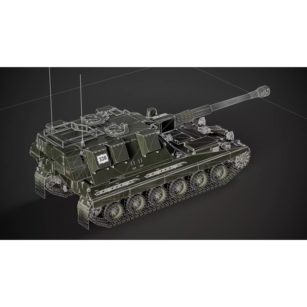 AS-90 3D Model – Low Poly Game Ready Tank with PBR Textures - View 17