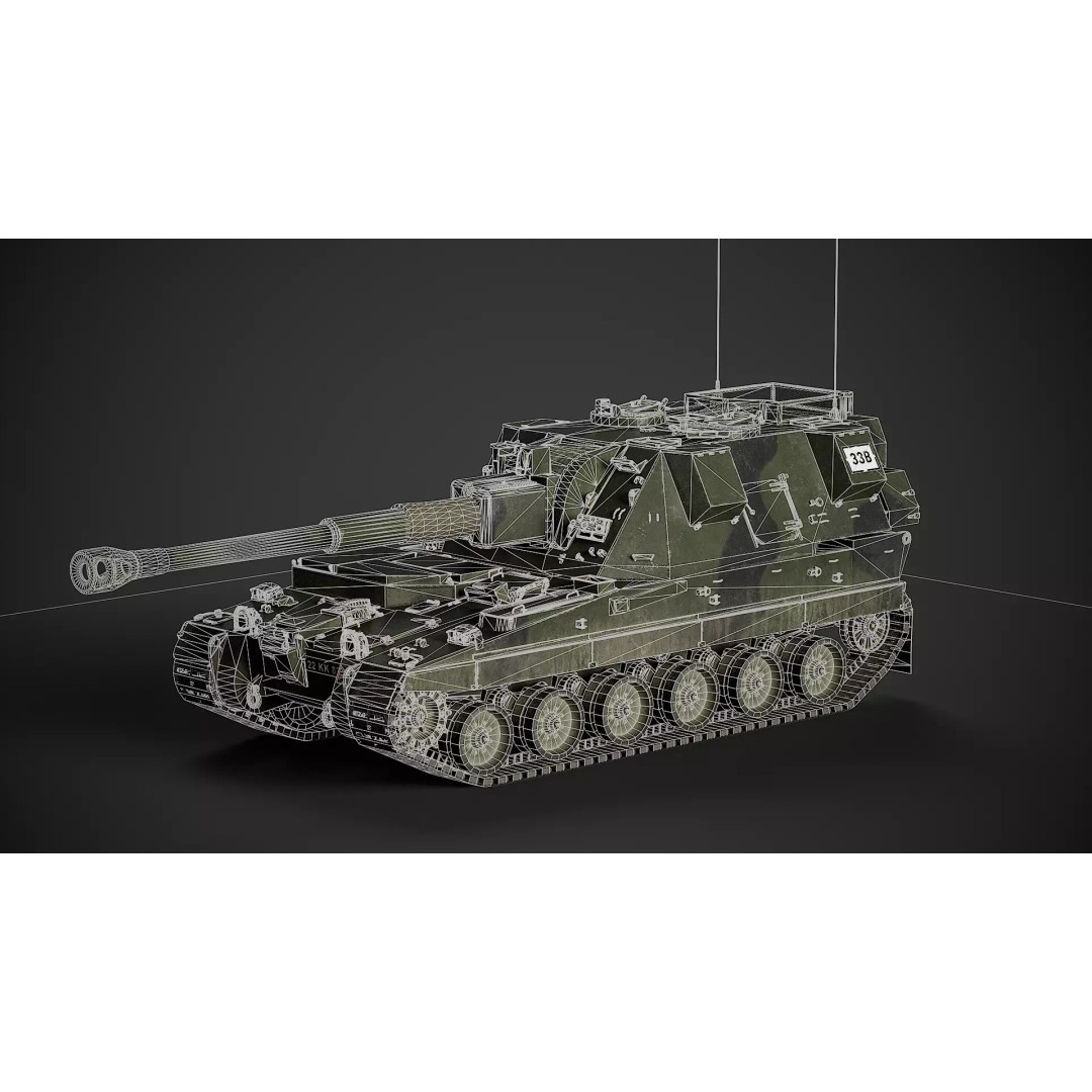 AS-90 3D Model – Low Poly Game Ready Tank with PBR Textures - View 18