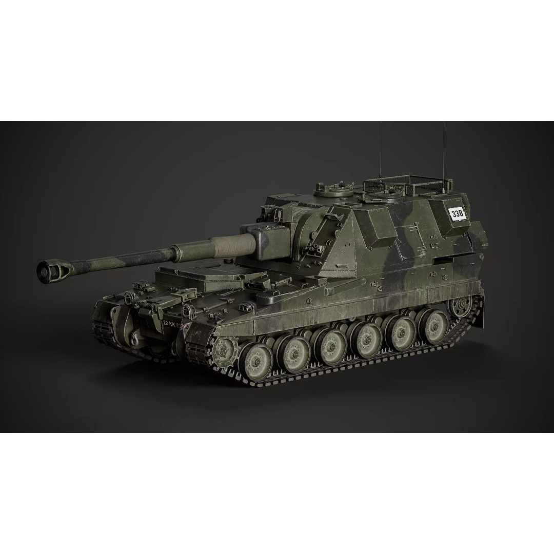 AS-90 3D Model – Low Poly Game Ready Tank with PBR Textures - View 2