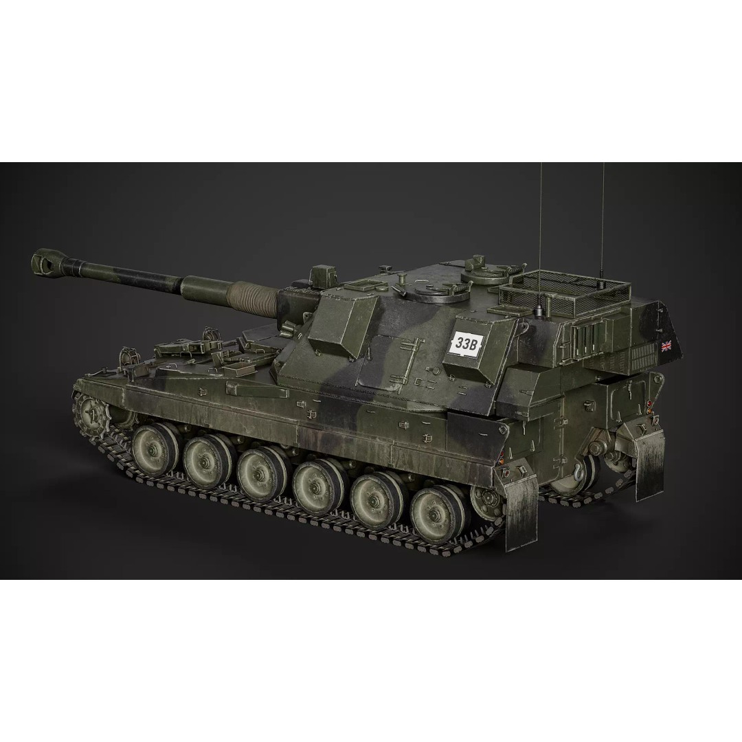 AS-90 3D Model – Low Poly Game Ready Tank with PBR Textures - View 3