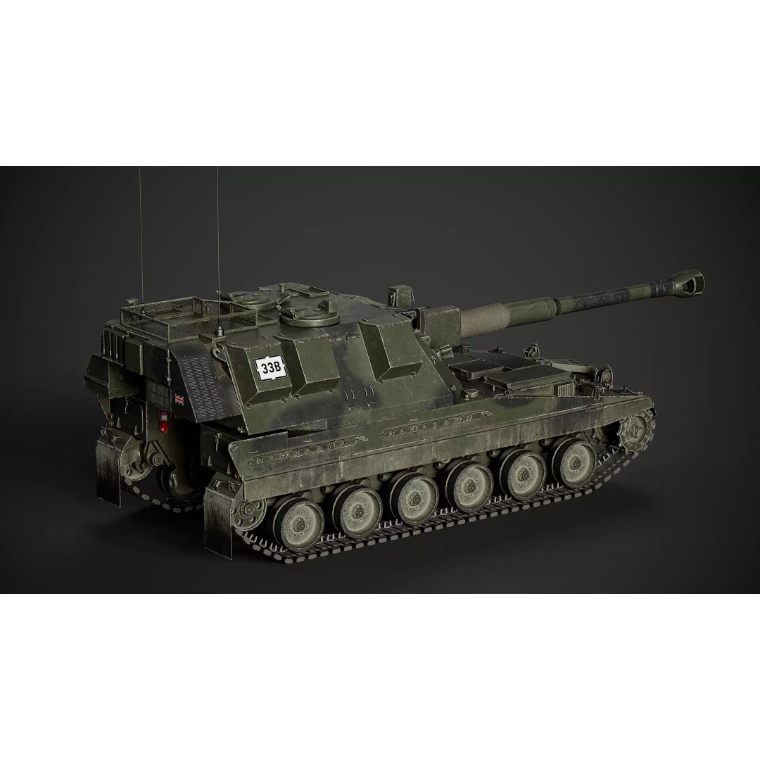 AS-90 3D Model – Low Poly Game Ready Tank with PBR Textures - View 4