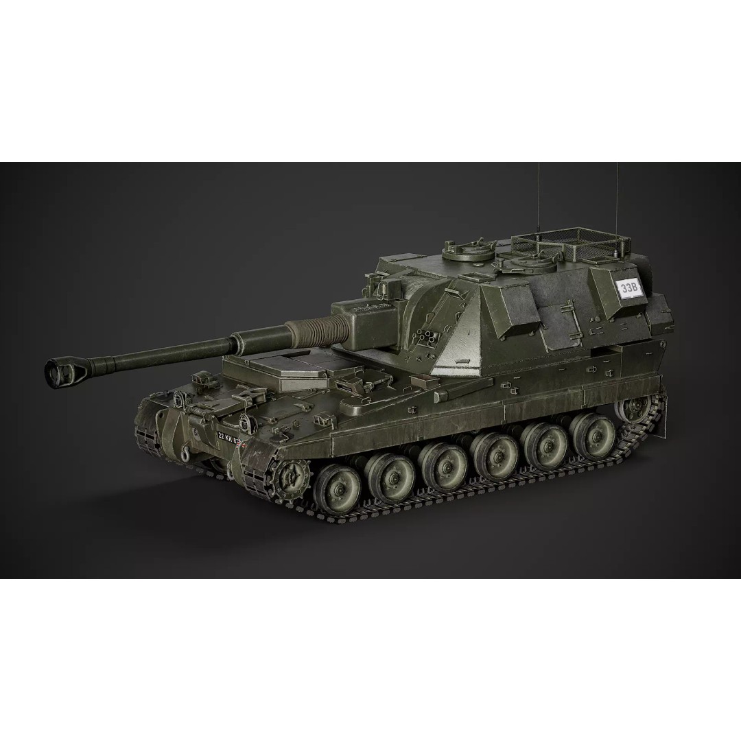 AS-90 3D Model – Low Poly Game Ready Tank with PBR Textures - View 5