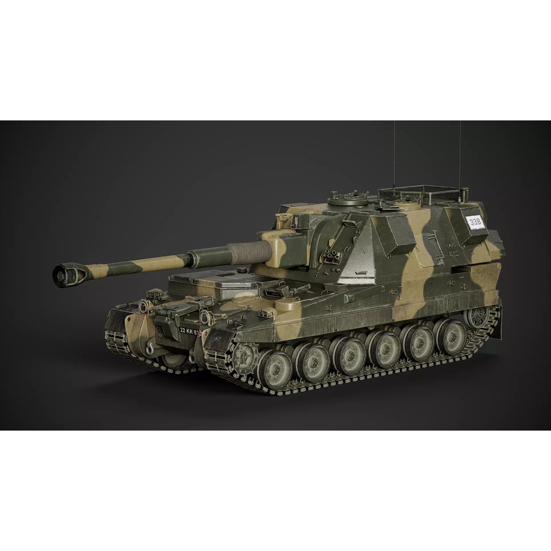 AS-90 3D Model – Low Poly Game Ready Tank with PBR Textures - View 8