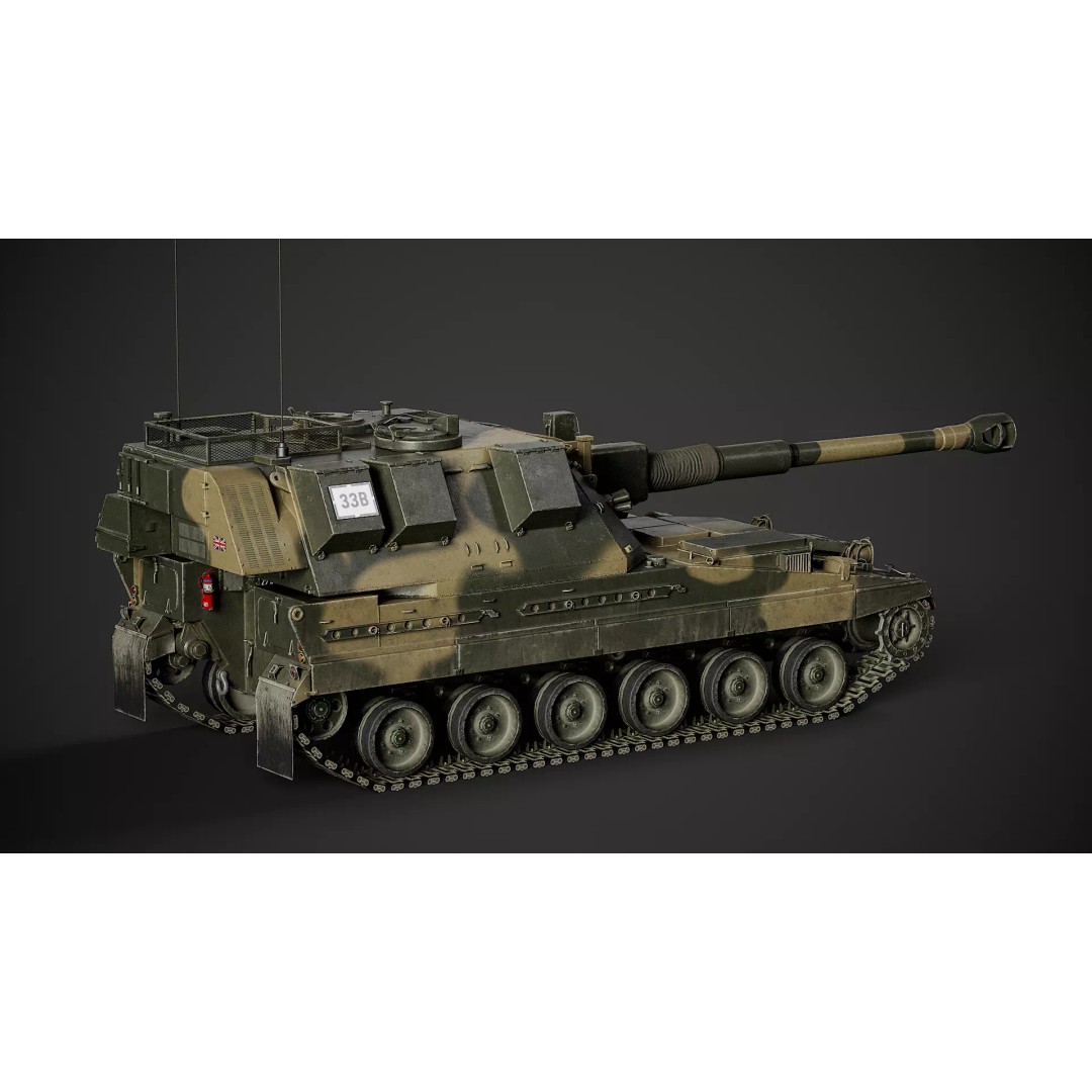 AS-90 3D Model – Low Poly Game Ready Tank with PBR Textures - View 9