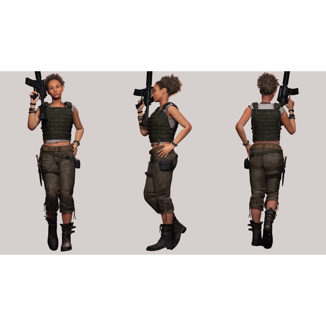 Kali 3D Model – Survival Style Low Poly Character, Game Ready - View 3