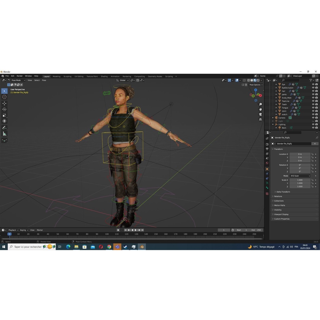 Kali 3D Model – Survival Style Low Poly Character, Game Ready - View 31