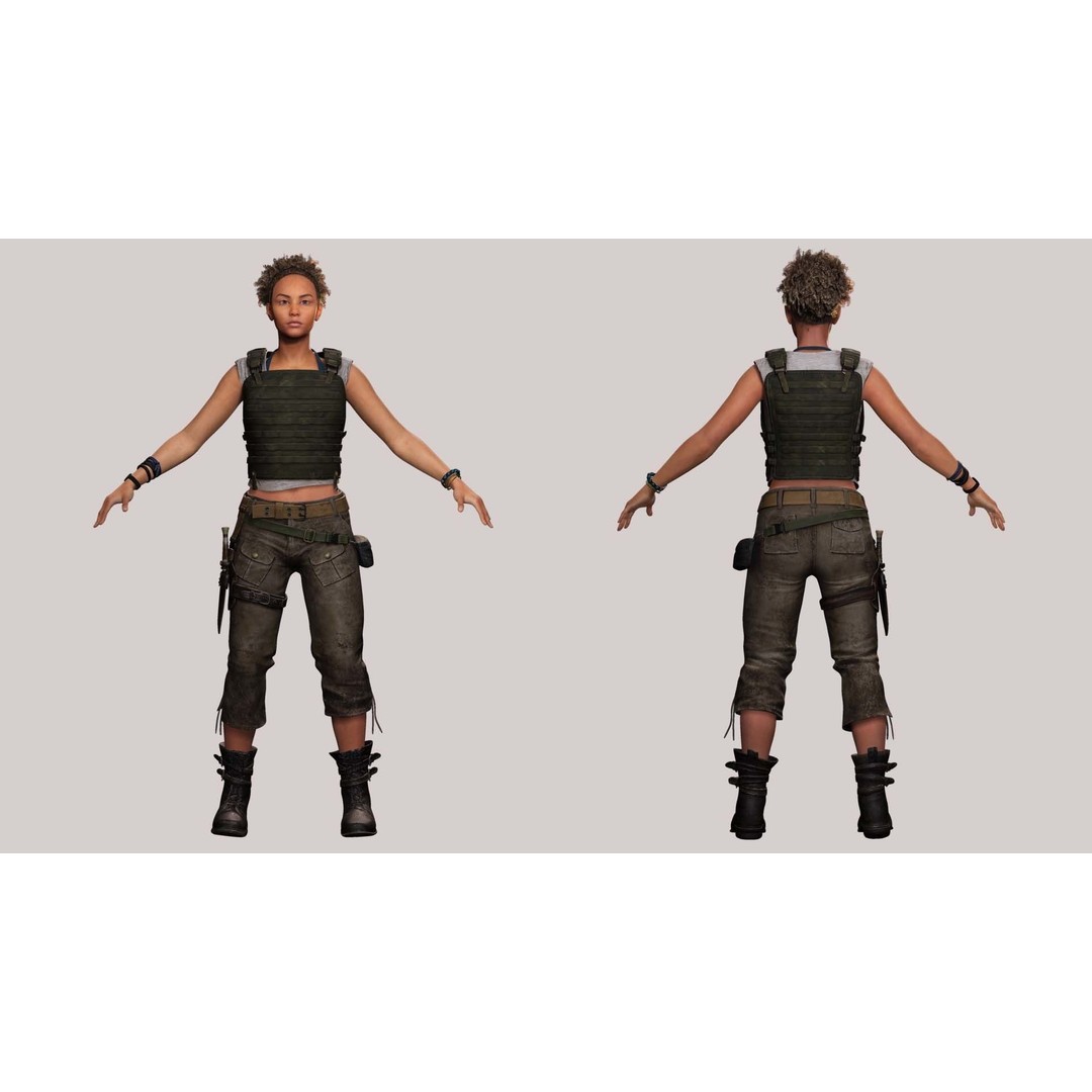 Kali 3D Model – Survival Style Low Poly Character, Game Ready - View 4