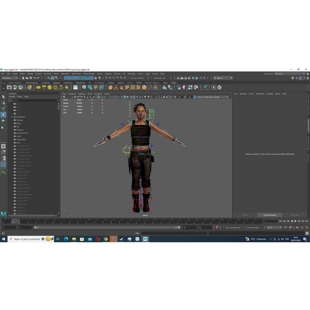 Kali 3D Model – Survival Style Low Poly Character, Game Ready - View 40